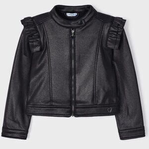 Mayoral Black Girls Faux Leather Sparkle Jacket / NWOT / Size 8
